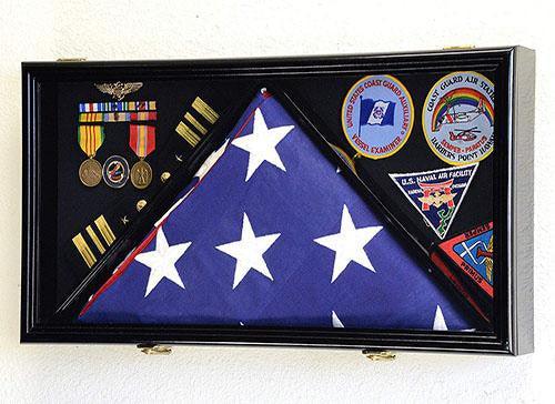 Large Flag & Medals Military Pins Patches Insignia Holds 5x9 Flag
