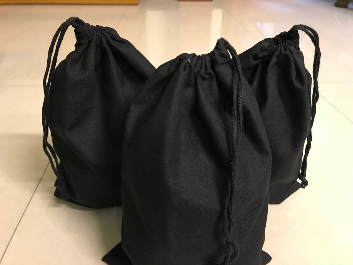 4x6 Inches Reusable Eco-Friendly Cotton Single Drawstring Bags Black Color