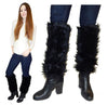 Women’s Faux Fur Leg Warmer Sleeves - Black