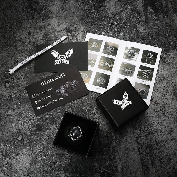 Black Agate Stainless Steel Punk Gothic Ring