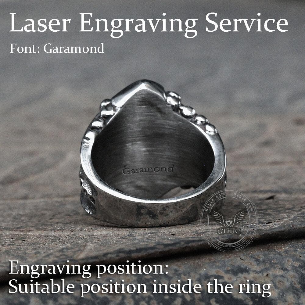 Black Agate Stainless Steel Punk Gothic Ring