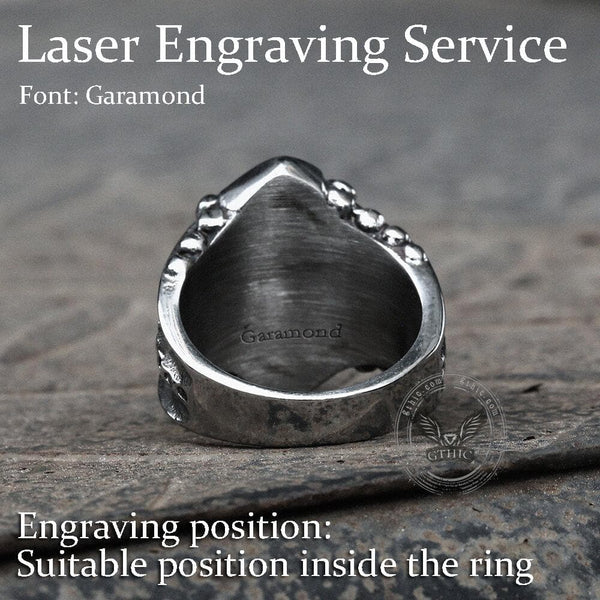 Black Agate Stainless Steel Punk Gothic Ring