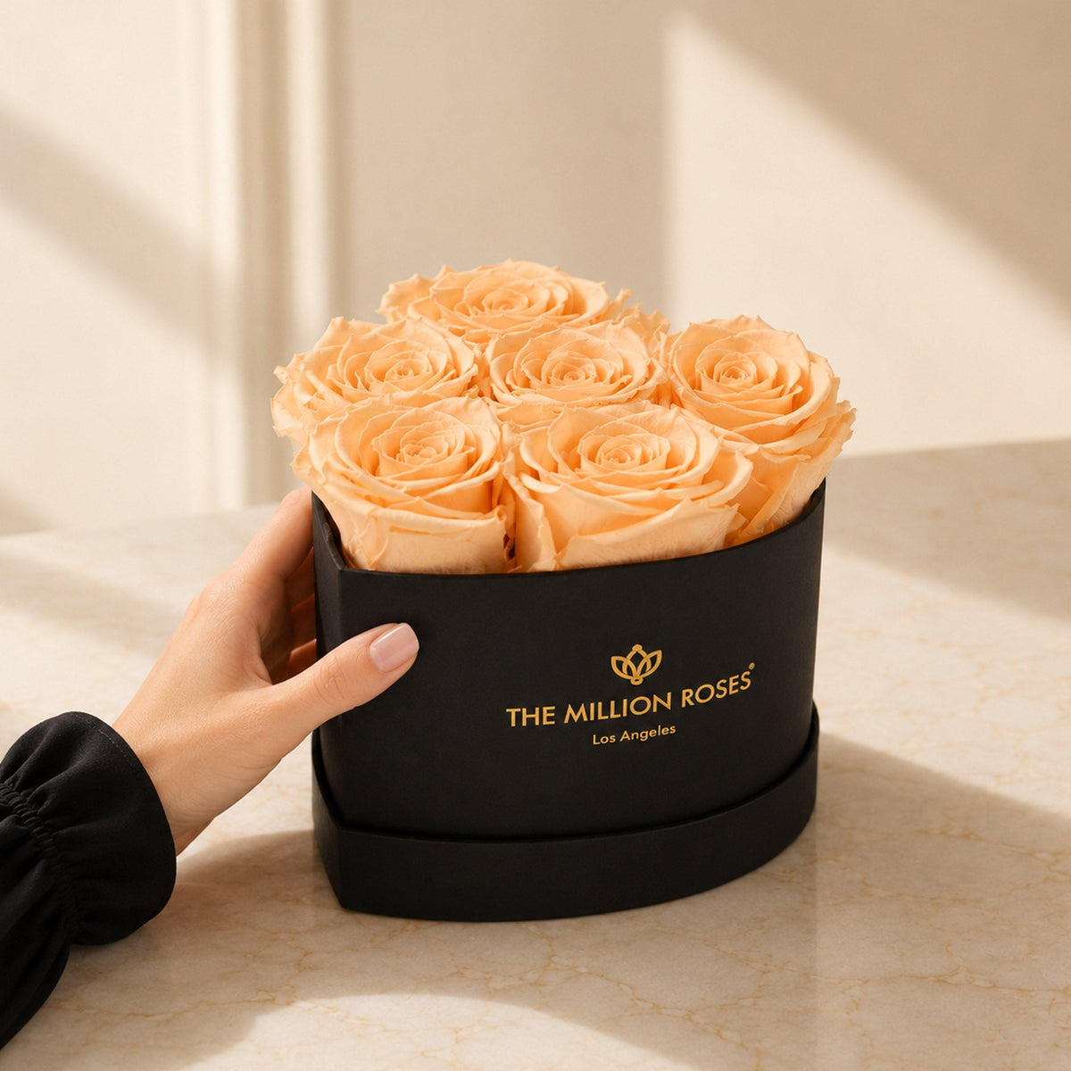 Baby Heart Black Box | Peach Roses