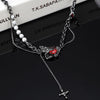 Black Butterfly Chain Spliced Pearl Necklace