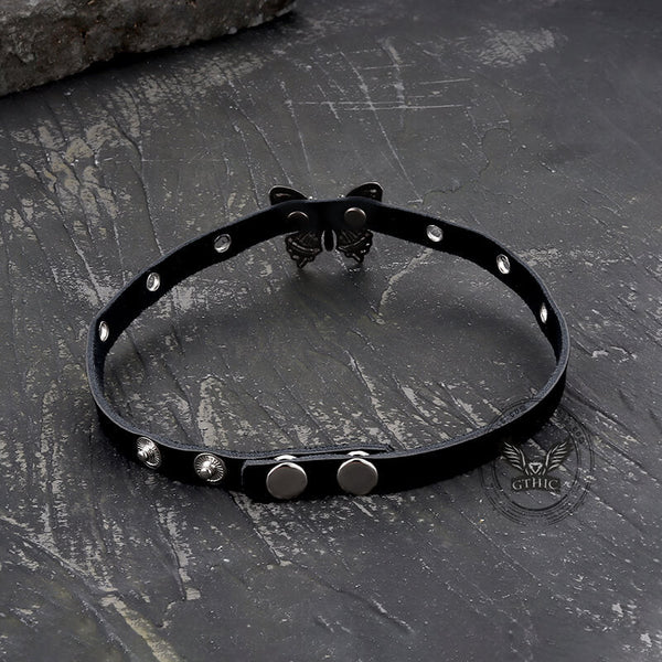 Black Butterfly Design Alloy Leather Choker Necklace