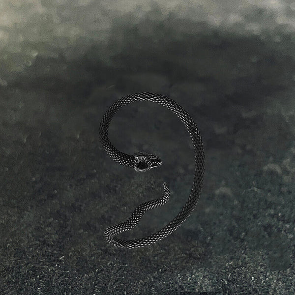 Black Crawling Snake Stainless Steel Ear Cuffs