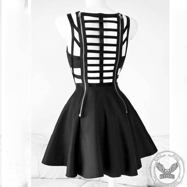 Black Cutout Crossover A-line Mini Dress