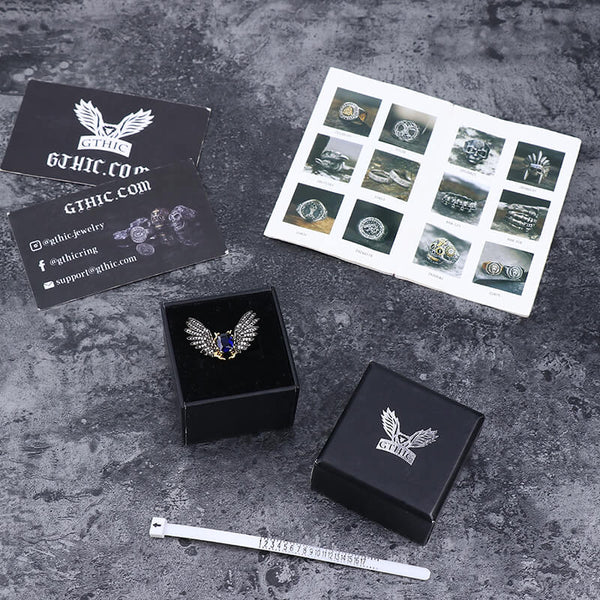 Black Devil Wings Brass Gothic Ring