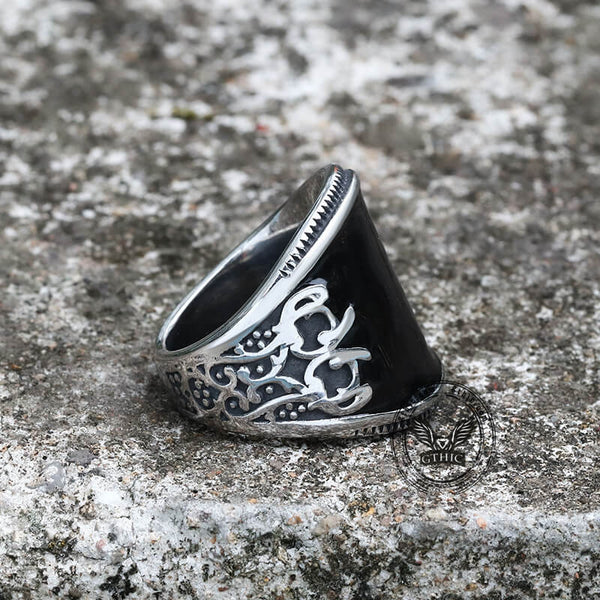 Black Epoxy Embossed Stainless Steel Ring