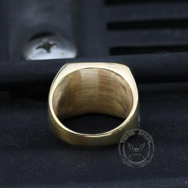 Black Gemstone Stainless Steel Masonic Ring