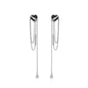 Black Heart-shaped Zircon Tassel Alloy Earrings