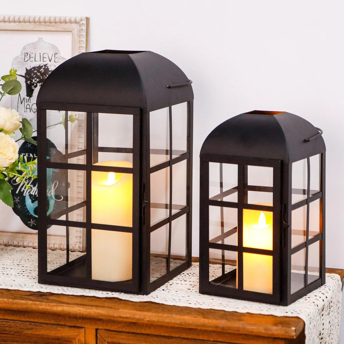 Set of 2 10.5&14''H Decorative Candle Lanterns