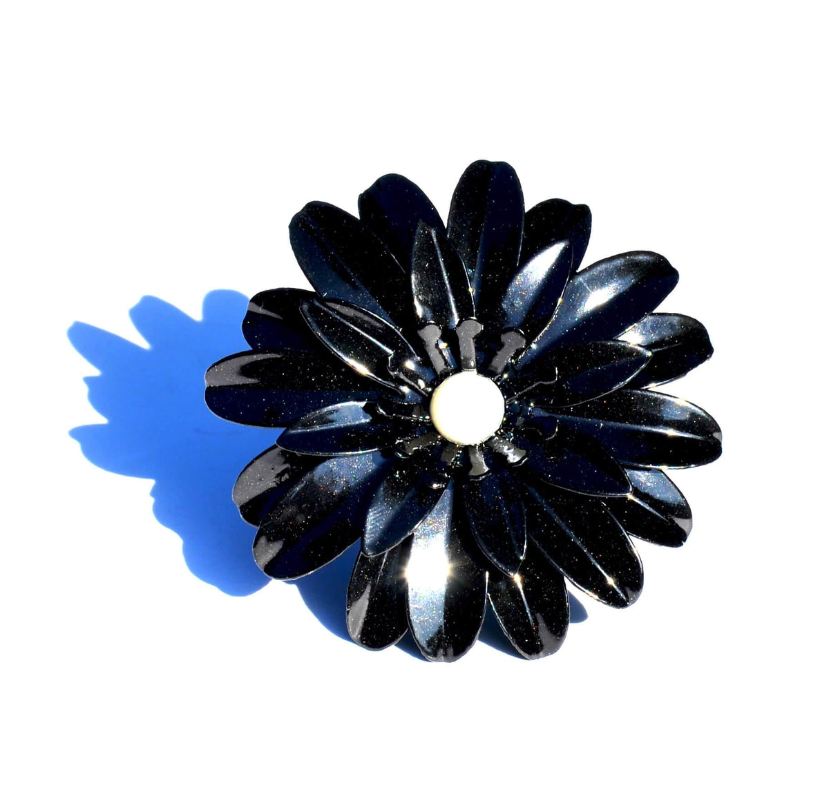 Vibhsa Black Floral Napkin Rings | Set of 4, Pearl Accents, Handcrafted