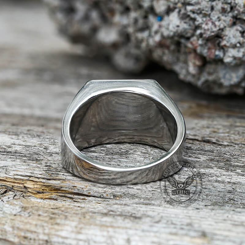 Black Stone Stainless Steel Spot Ring