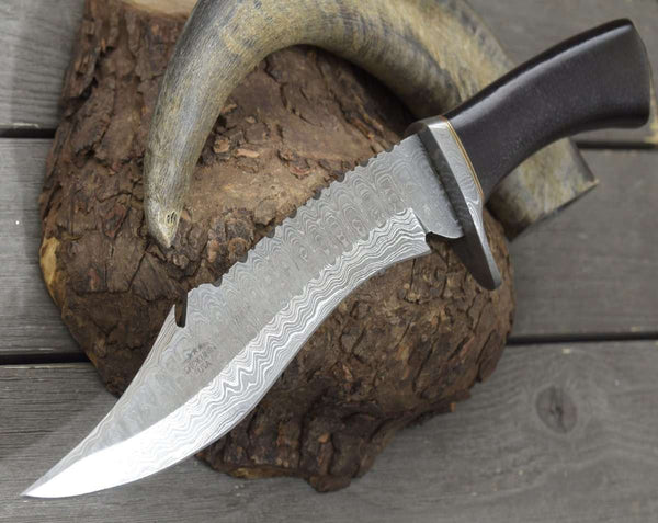 BlackOps Damascus Hunting Knife with Micarta Handle