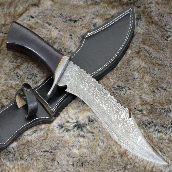 BlackOps Damascus Hunting Knife with Micarta Handle - Gifts for You 'n Me