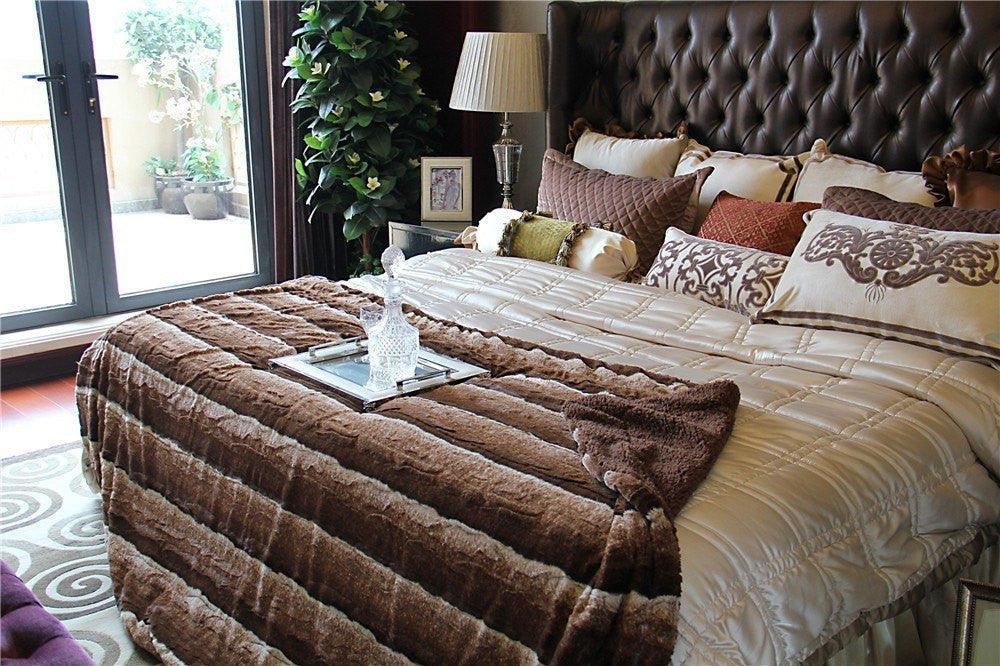 Tache Golden Brown Faux Fur Sherpa Throw Blanket (DY01)