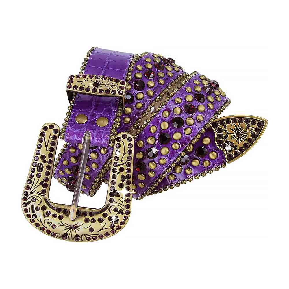 Purple Adorned Cowboy Cowgirl Rhinestone Belt