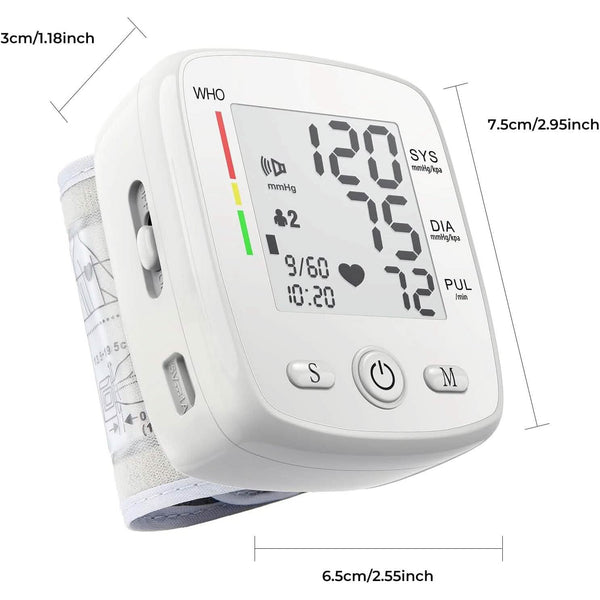 Blood Pressure Monitor Digital Wrist BP Machine Automatic BP Cuff with 2 Users 180 Memory Voice Large LCD Display