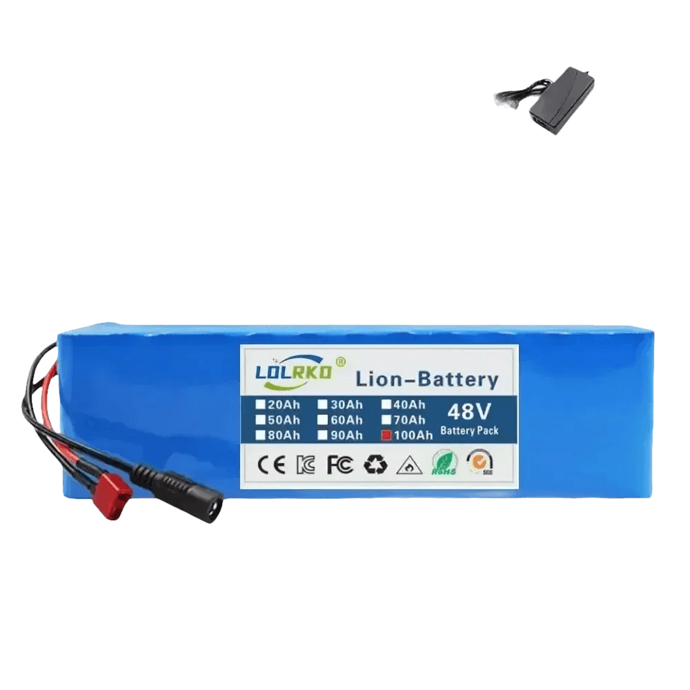 Blue 48V 90Ah Lithium-Ion Battery Pack with Charger