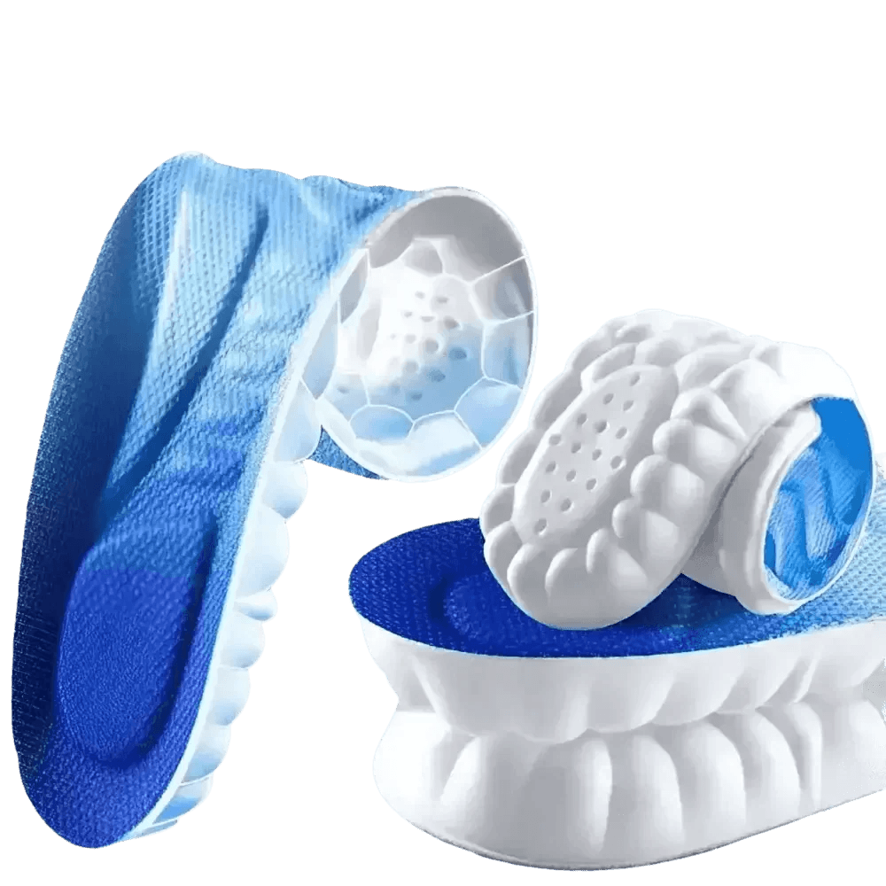 Blue and White Sports Insoles for Men - Breathable Shock Absorption Performance