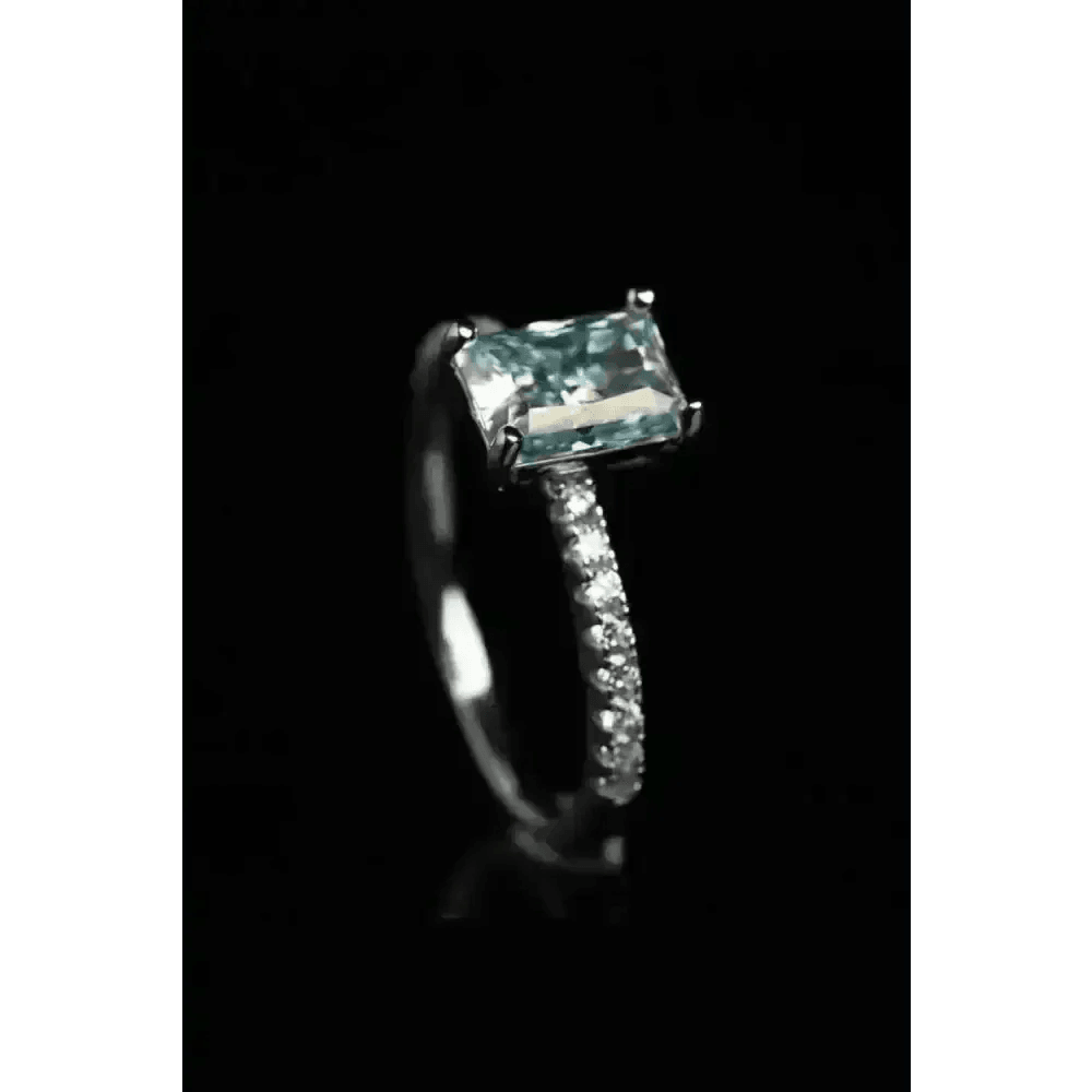 Blue Gemstone 2 Carat Moissanite Ring