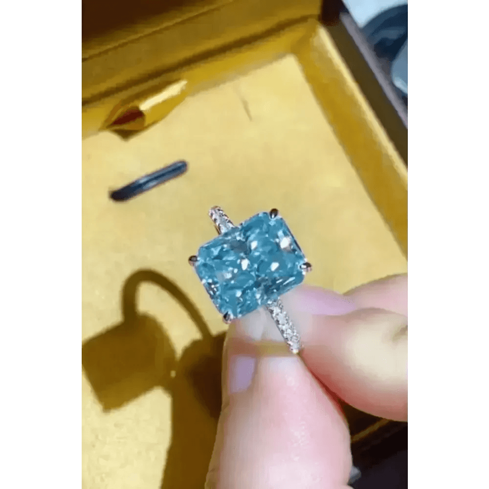 Blue Gemstone 2 Carat Moissanite Ring