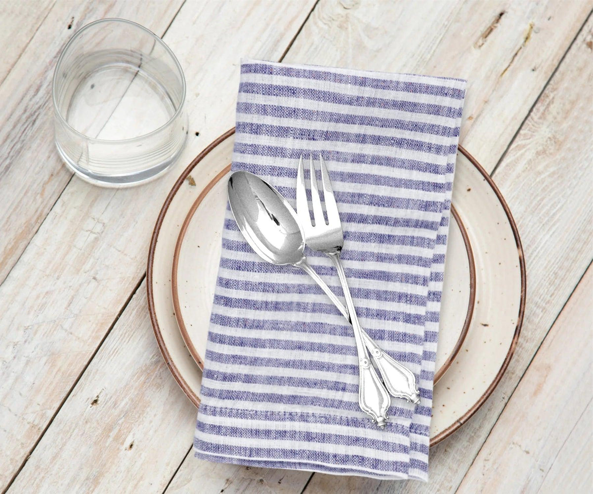 Blue Pinstripe Linen Napkins