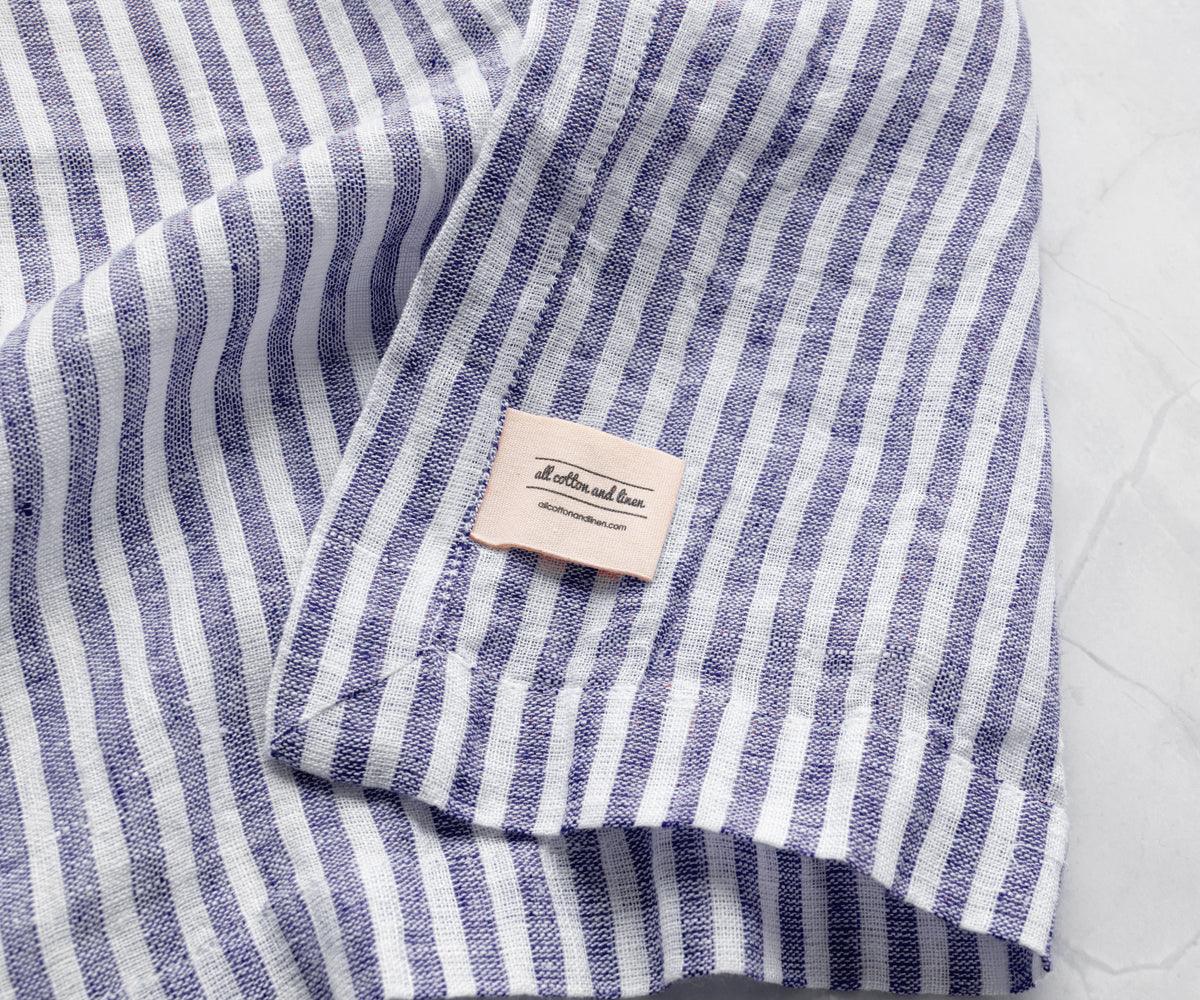 Blue Pinstripe Linen Napkins