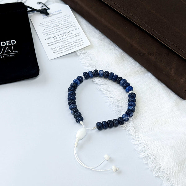 Blue Sodalite Tasbih Bracelet | Men's Prayer Beads - 33 Disc Beads, 8mm