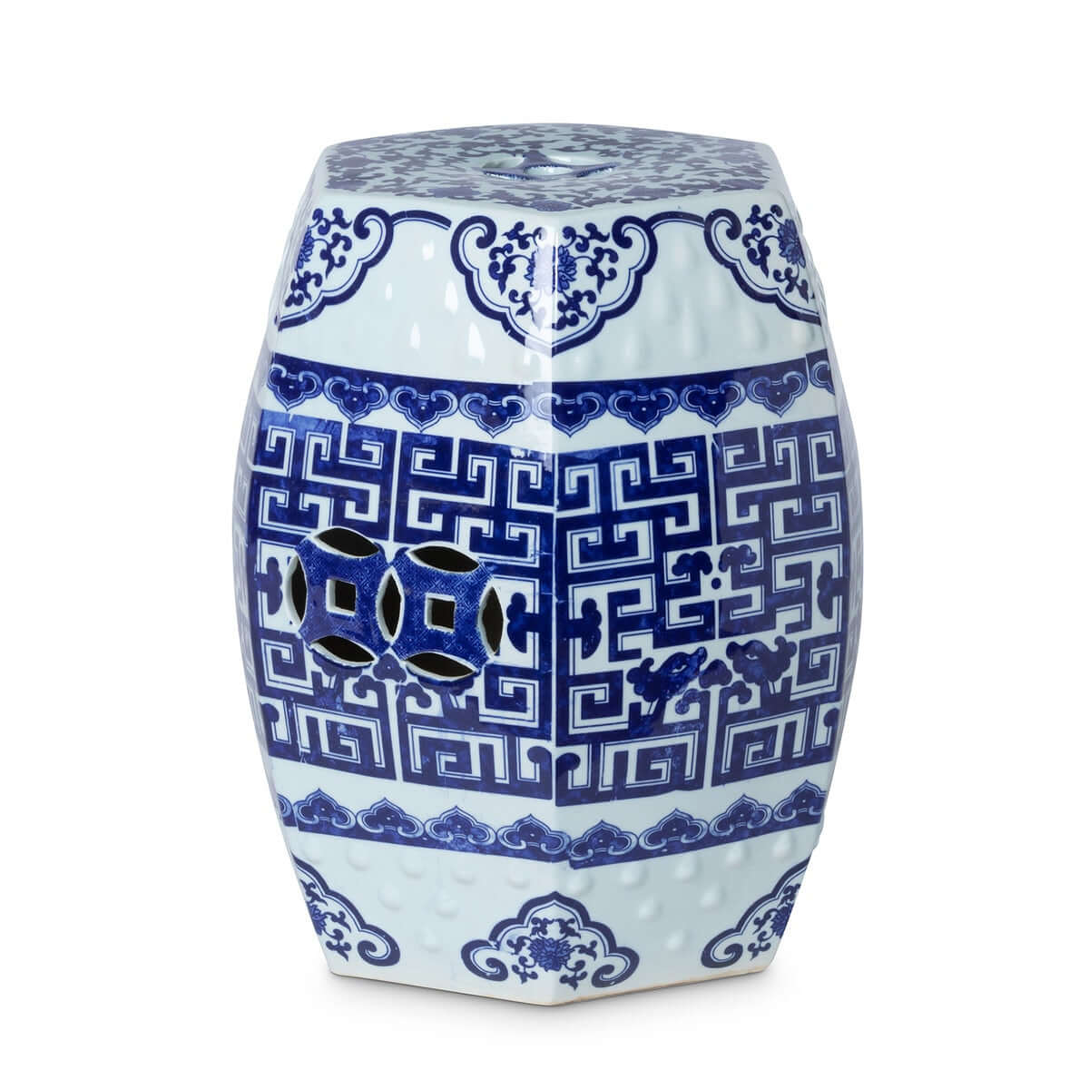 Blue and White Chinoiserie Porcelain Garden Stool