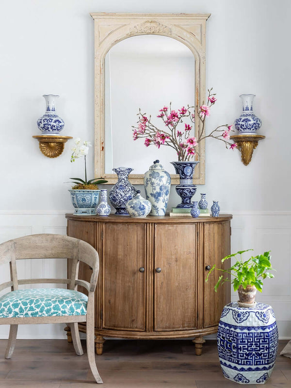 Blue and White Chinoiserie Porcelain Garden Stool
