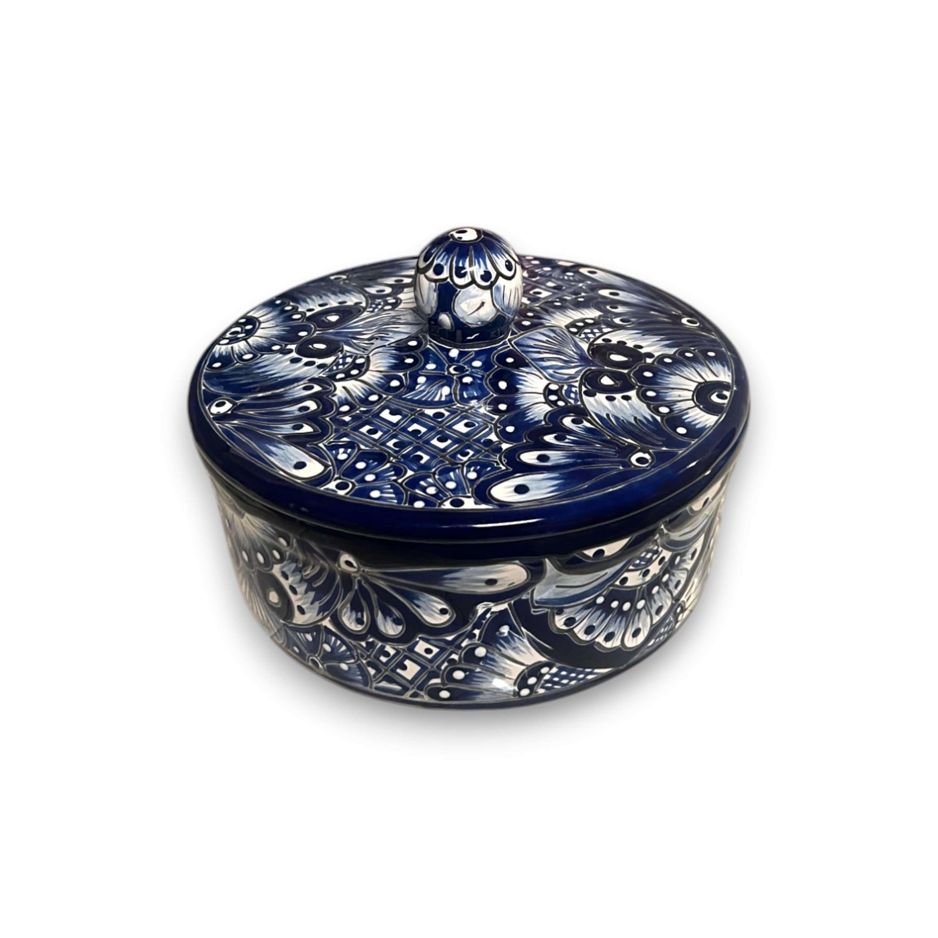 Blue & White Talavera Tortilla Warmer | Handmade Mexican Kitchenware