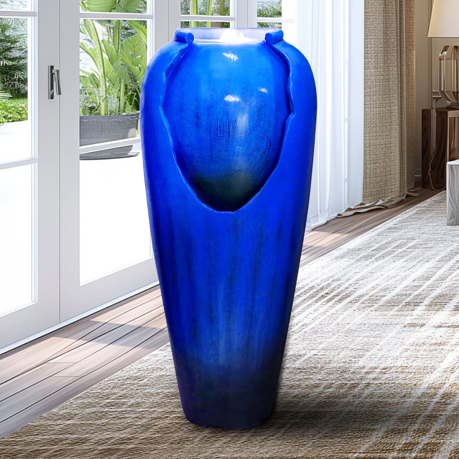 Resin Glazed Cutout Urn Outdoor Water Fountain 30 Inch