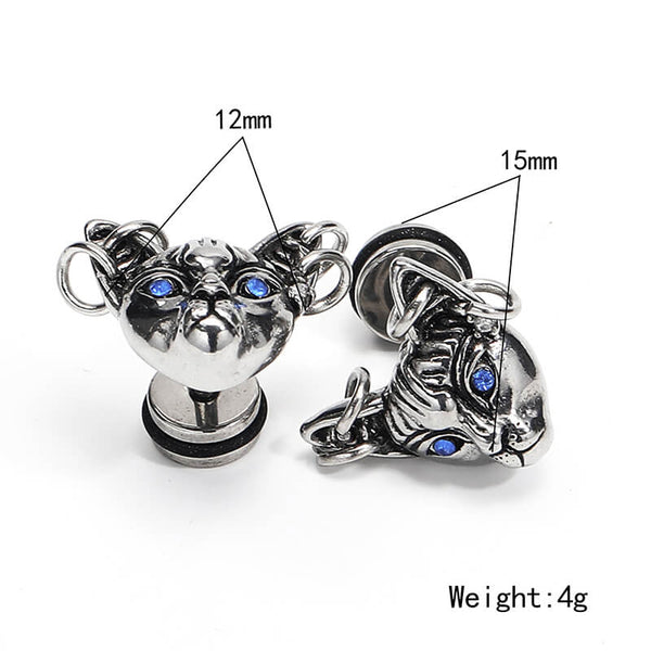 Blue Eye Cat Stainless Steel Stud Earring