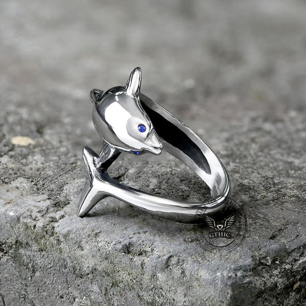 Blue Eyes Dolphin Stainless Steel Animal Ring