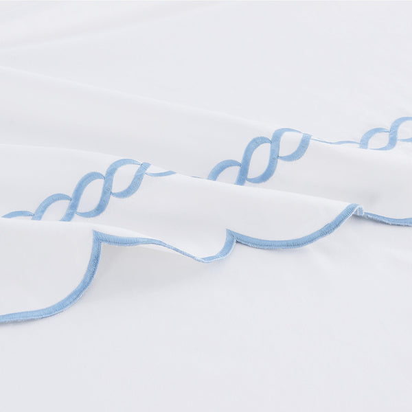 600 Thread Count Scallop Rope Embroidered Cotton Sheet Set