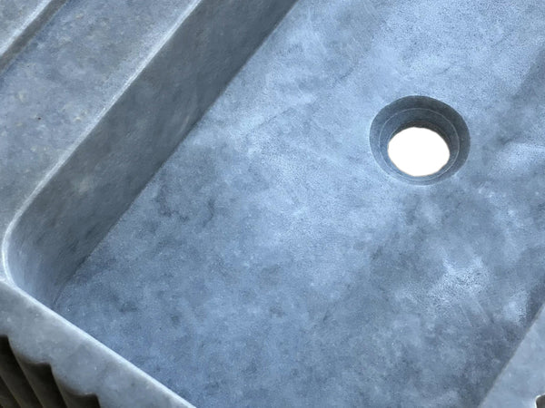 Bluestone Marble Rectangular Wall-mount Bathroom Sink Fluted (W)16