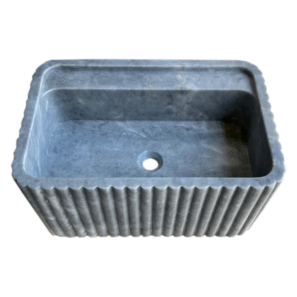 Bluestone Marble Rectangular Wall-mount Bathroom Sink Fluted (W)16