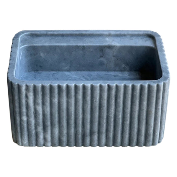 Bluestone Marble Rectangular Wall-mount Bathroom Sink Fluted (W)16
