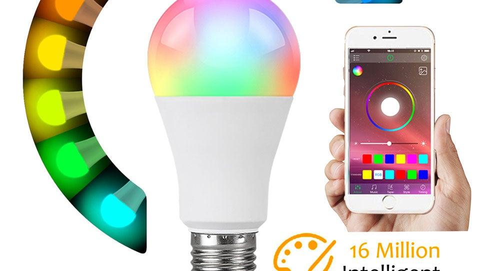 Bluetooth E27 LED Bulb RGB Smart Light Bulbs 15W B22 RGBW RGBWW Lampada Colorful Dimmable Phone APP Control LED Lamp For Home WiFi & Bluetooth 5.0, Compatible w/ Alexa & Google Without Hub, Dimmable, Music Sync, Schedules, Color Changing Light Bulb RGBW