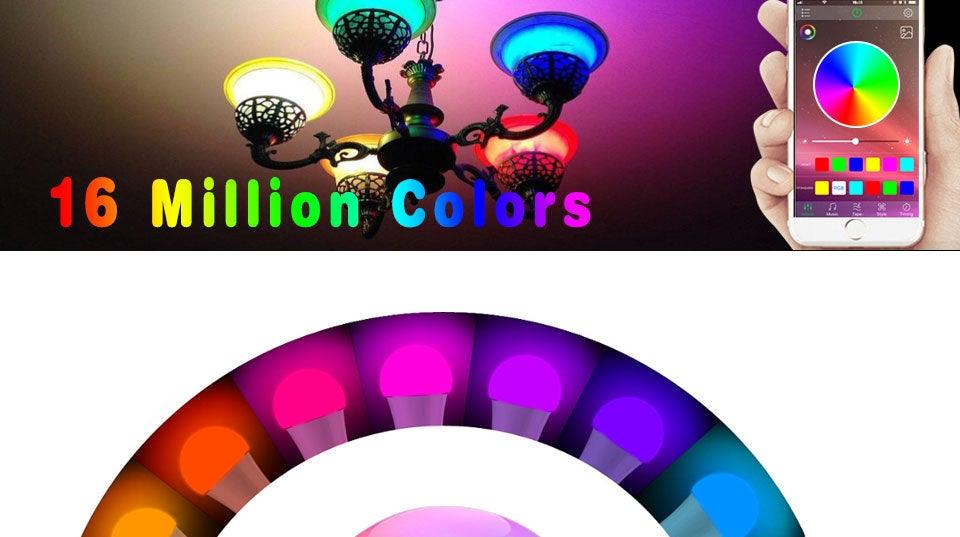 Bluetooth E27 LED Bulb RGB Smart Light Bulbs 15W B22 RGBW RGBWW Lampada Colorful Dimmable Phone APP Control LED Lamp For Home WiFi & Bluetooth 5.0, Compatible w/ Alexa & Google Without Hub, Dimmable, Music Sync, Schedules, Color Changing Light Bulb RGBW