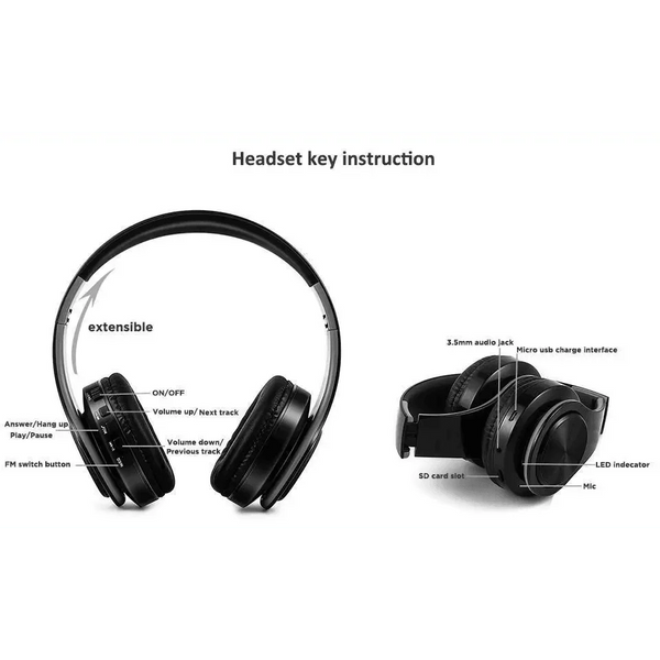 Bluetooth Foldable Earphone Unique Wireless Stereo Headphones Sport Earphone With Microphone Modern Music Headphones