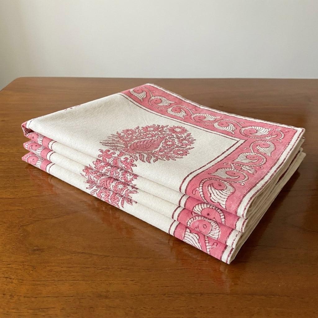 Blush Pink & Ivory 13 Pieces Jaipur Hand Block Printed Table Linen Set