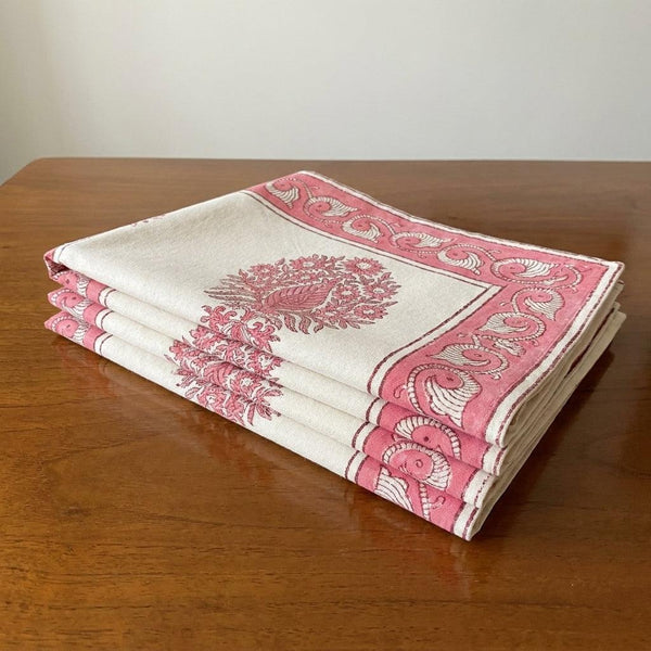 Blush Pink & Ivory 13 Pieces Jaipur Hand Block Printed Table Linen Set