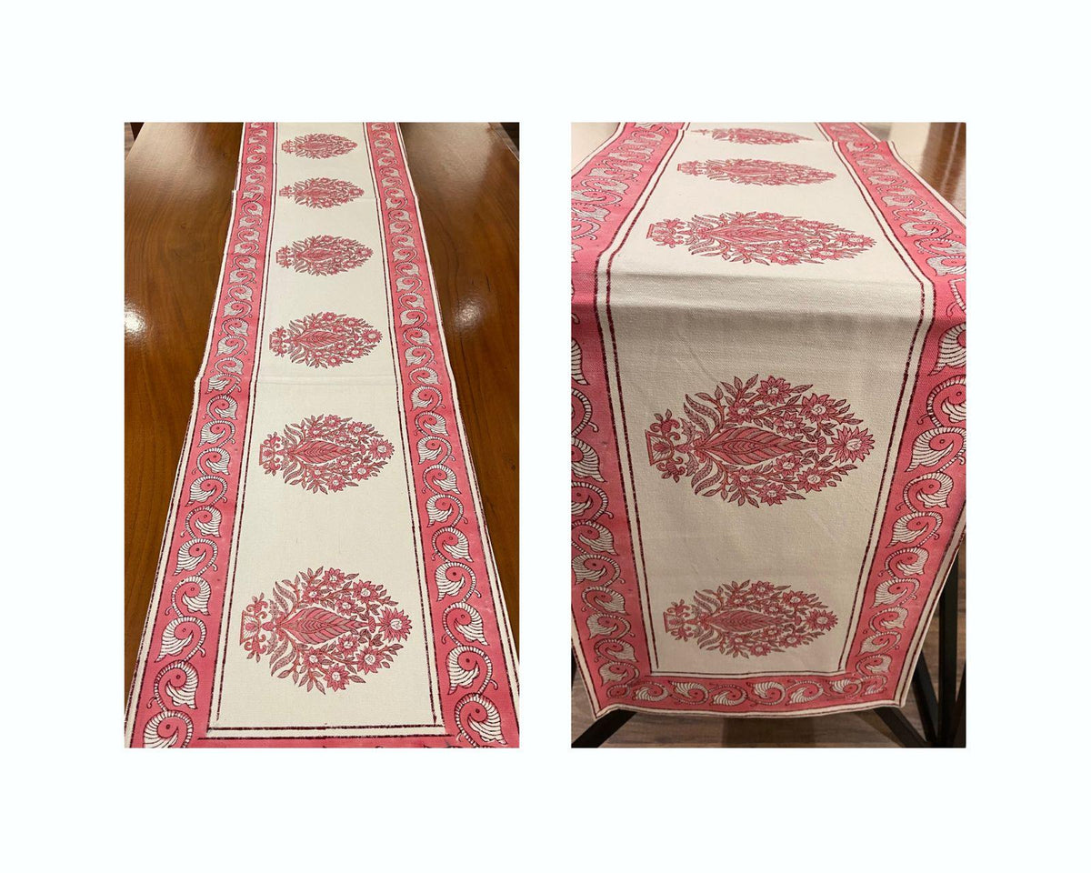 Blush Pink & Ivory 13 Pieces Jaipur Hand Block Printed Table Linen Set