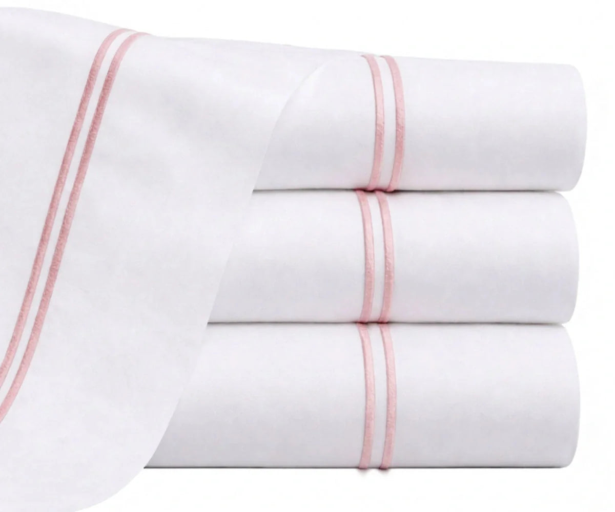 Cotton Flat Sheet - Line Embroidery