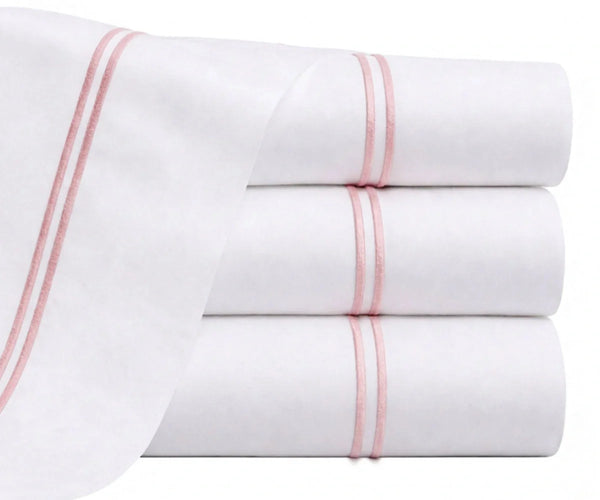 Cotton Flat Sheet - Line Embroidery