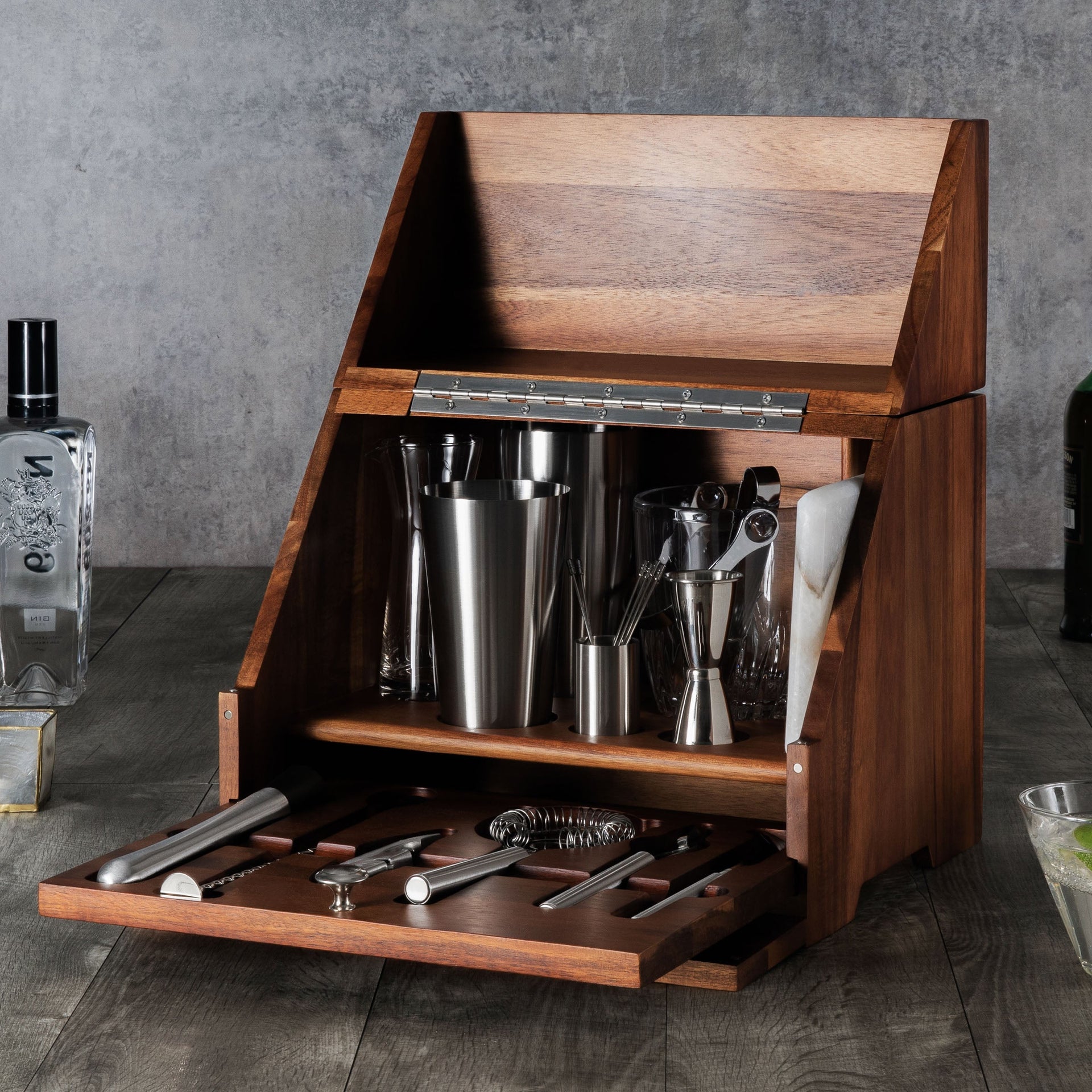 Madison Acacia Tabletop Bar Set Picnic Time Family of Brands