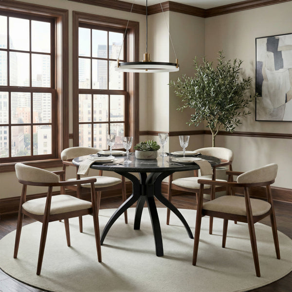 Goka Dining Chair Beige & Walnut